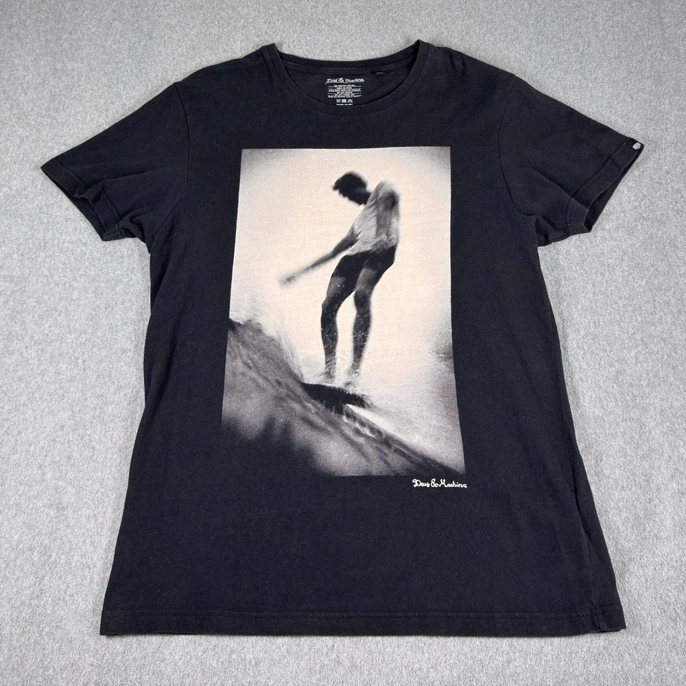 Deus Ex‎ Machina Mens Shirt Large Black White Short Sleeve Graphic Surf RARE